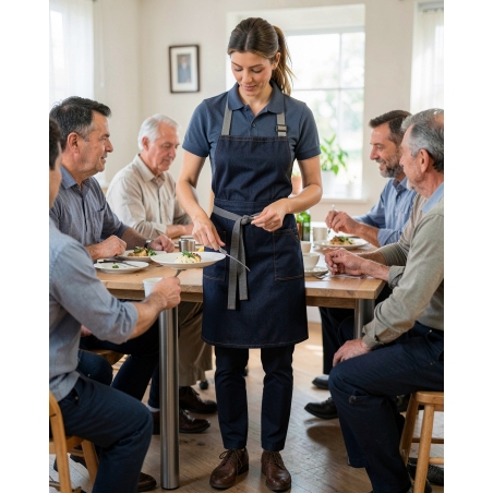 Tablier de taille serveur Jean Bleu — mise en situation : tablier_salle_action,