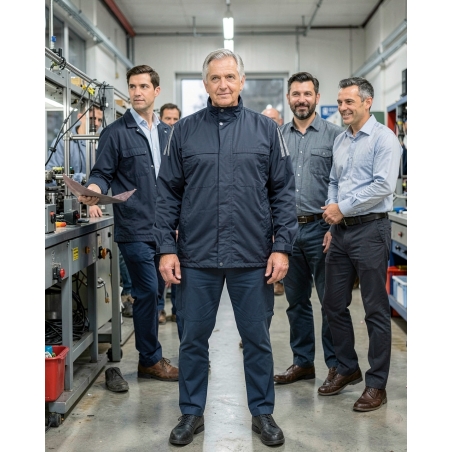Veste de pluie de travail bleu marine — mise en situation : Industrie, Équipe