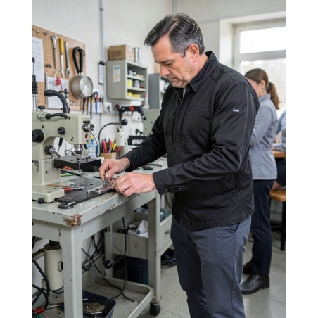 Veste de travail Koper noire — mise en situation : Industrie, Action métier