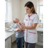 Blouse medicale col asymetrique finition fushia — mise en situation : Médical / infirmier, soin_gros_plan