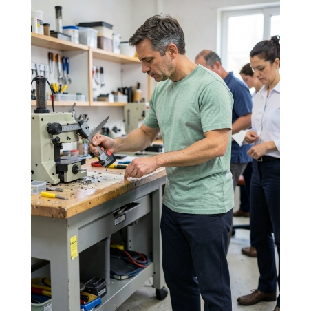 T-shirt de travail gris — mise en situation : Industrie, Action métier
