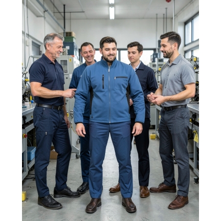 Veste de travail bicolore bleu et noir – Mysen 2 — mise en situation : Industrie, Équipe