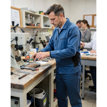 Veste de travail bicolore bleu et noir – Mysen 2 — mise en situation : Industrie, Action métier