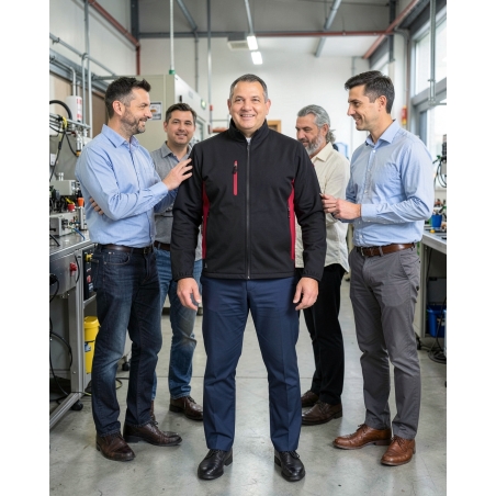 Veste de travail bicolore noir et rouge – Mysen 2 — mise en situation : Industrie, Équipe