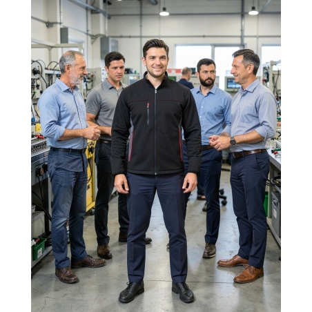 Veste de travail bicolore noir et rouge – Mysen — mise en situation : Industrie, Équipe