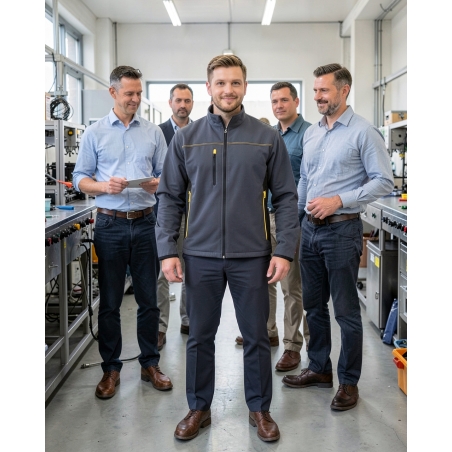 Veste de travail bicolore gris et jaune – Mysen — mise en situation : Industrie, Équipe