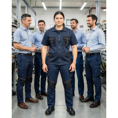 Pantalon de travail corporate bleu marine et noir — mise en situation : Industrie, Équipe