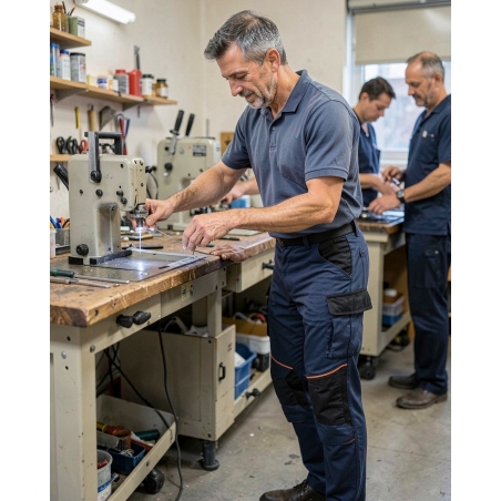 Pantalon de travail corporate bleu marine et noir — mise en situation : Industrie, Action métier