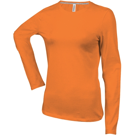 T shirt Femme Col Rond à personnaliser Manches longues Orange