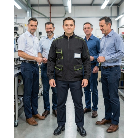 Veste de travail Panostyle marron et vert — mise en situation : Industrie, Équipe
