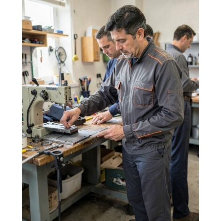Veste de travail Panostyle gris et orange — mise en situation : Industrie, Action métier