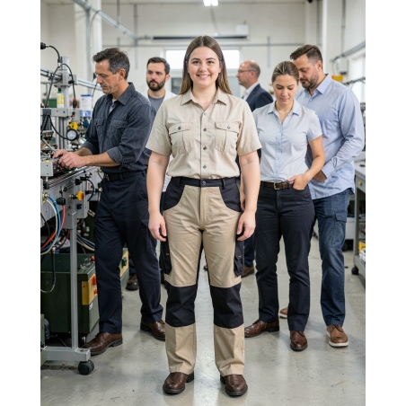 Pantalon de travail Mach5 2 beige et noir — mise en situation : Industrie, Équipe