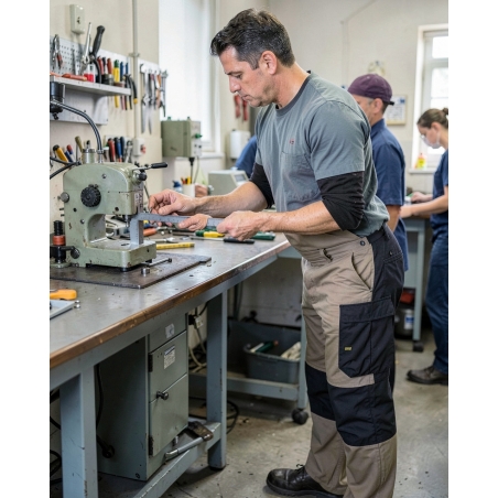 Pantalon de travail Mach5 2 beige et noir — mise en situation : Industrie, Action métier