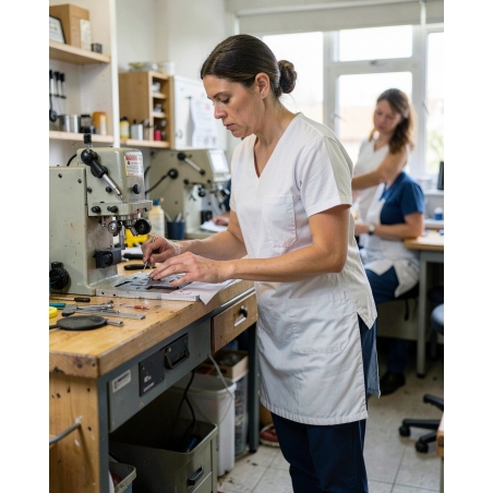T-shirt BIO150 IC col V femme K3029IC – coloris White – coton en conversion biologique — mise en situation : Industrie, Action