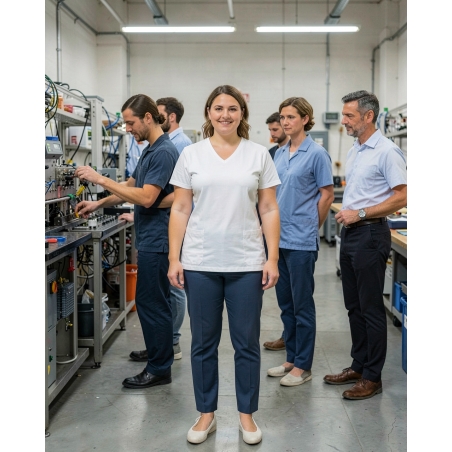 T-shirt BIO150 IC col V femme K3029IC – coloris White – coton en conversion biologique — mise en situation : Industrie, Équipe