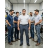 Polo piqué manches courtes homme White — mise en situation : Industrie, Équipe