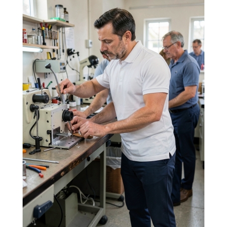 Polo piqué manches courtes homme White — mise en situation : Industrie, Action métier