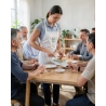 Tablier bavette blanc cupcake maison — mise en situation : tablier_salle_action,