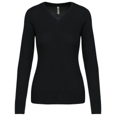 Pull col V femme Noir