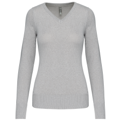 Pull Col V Femme Gris Chiné...
