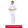 Tunique médicale homme blanche portée, finition turquoise (exemple, couleur selon stock)