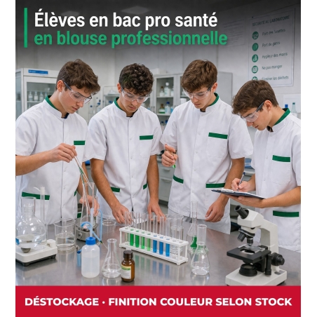 Élèves en bac pro santé en tunique médicale homme blanche pas chère (finition selon stock)