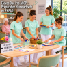 Tuniques médicales Julia vert d'eau portées par des élèves de Bac Pro ASSP en atelier en EHPAD