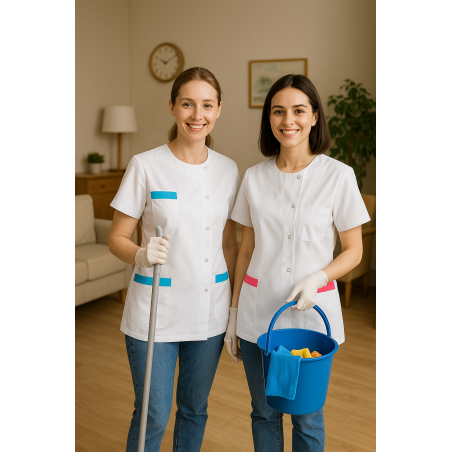 Équipe en tunique médicale blanche et turquoise Julia
