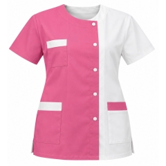 Blouse médicale Julia blanche et rose personnalisable