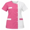 Blouse médicale Julia blanche et rose personnalisable