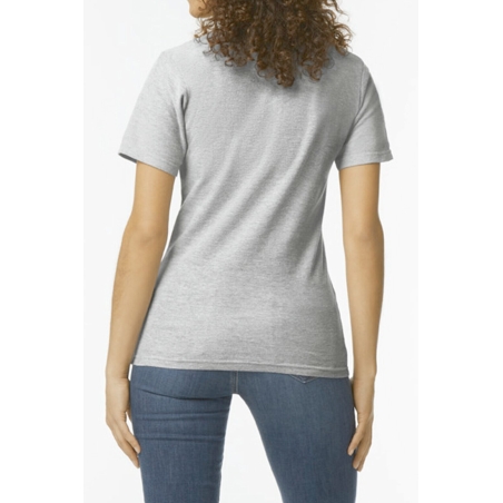 Polo Femme Softstyle Double Piqué Gris – Gildan – vue 2