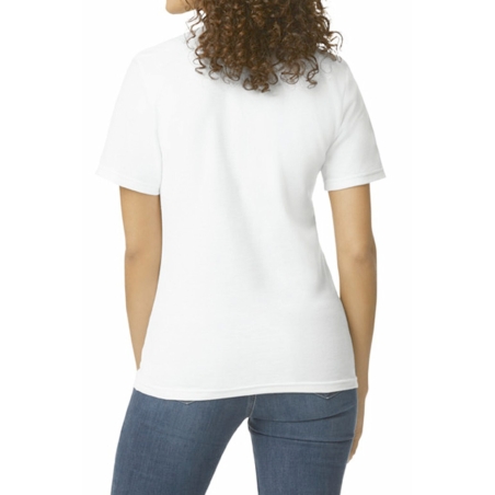 Polo Femme Softstyle Double Piqué Blanc – Gildan – vue 2
