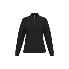 Polo piqué manches longues femme Noir – iDeal Basic Brand (IB223)