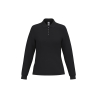 Polo piqué manches longues femme Noir – iDeal Basic Brand (IB223)