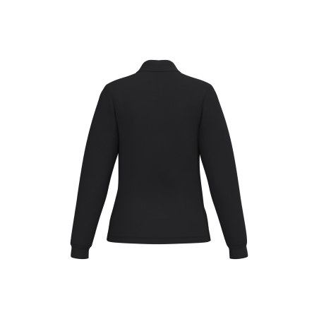 Polo piqué manches longues femme Noir – iDeal Basic Brand (IB223) – vue 2