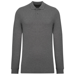 Polo piqué manches longues Bio180 gris chiné homme – Kariban