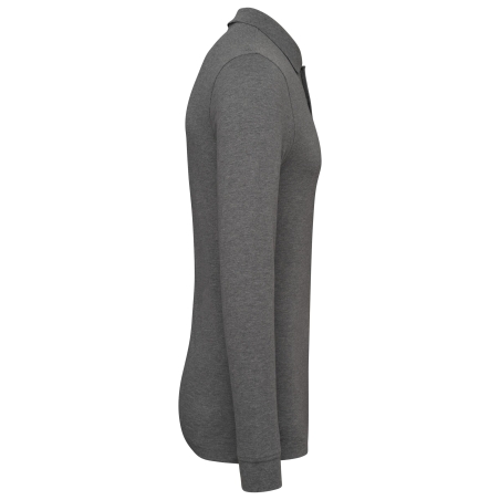 Polo piqué manches longues Bio180 gris chiné homme – Kariban – vue 3