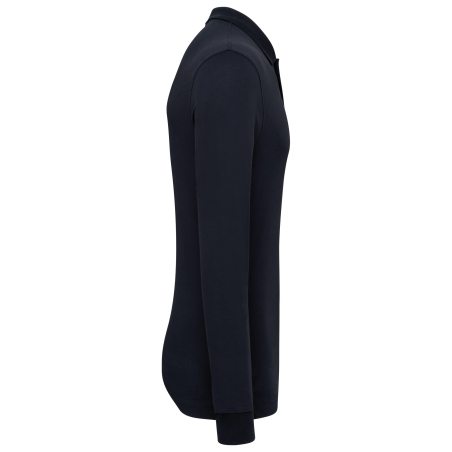 Polo piqué manches longues Bio180 Marine homme – Kariban – vue 3