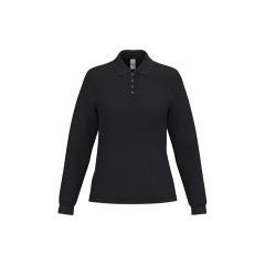 Polo piqué manches longues femme Noir – iDeal Basic Brand (IB291)