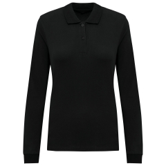 Polo piqué manches longues Bio 180 g/m² femme noir – Kariban