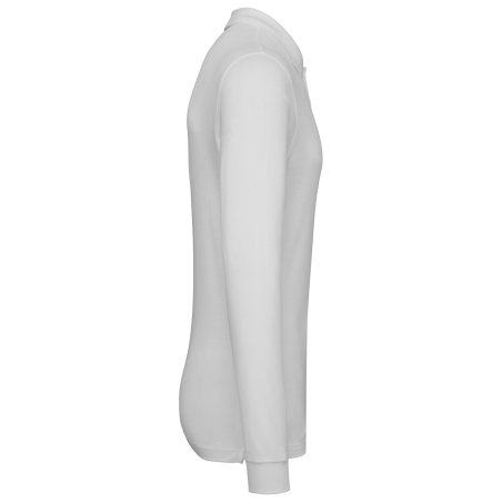 Polo Piqué Manches Longues Bio Blanc Homme – Kariban 180 g/m² – vue 3