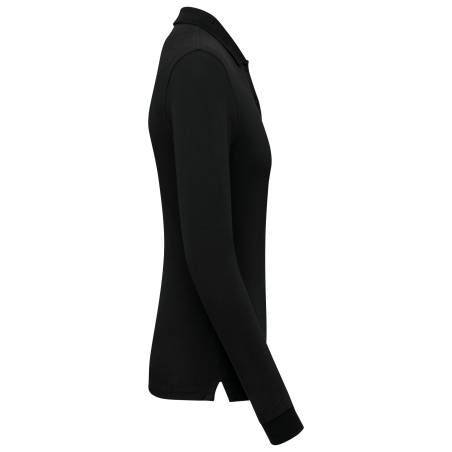 Polo piqué manches longues Bio 180 g/m² femme noir – Kariban – vue 3