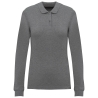 Polo piqué manches longues Bio 180 g/m² femme – Gris Chiné – Kariban