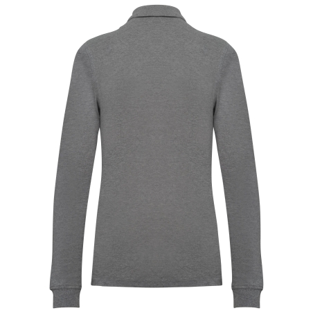Polo piqué manches longues Bio 180 g/m² femme – Gris Chiné – Kariban – vue 2