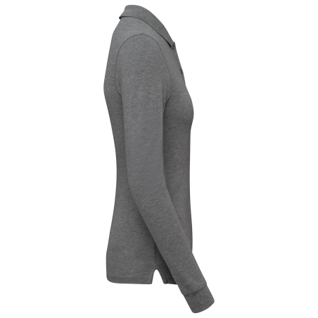 Polo piqué manches longues Bio 180 g/m² femme – Gris Chiné – Kariban – vue 3