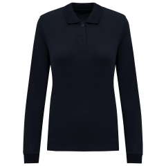 Polo piqué manches longues bio femme Marine – Kariban 180 g/m²