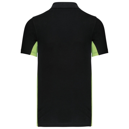 Polo piqué bicolore homme Noir/Lime – Kariban – vue 2