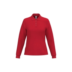 Polo piqué LSL femme Rouge iDeal Basic Brand