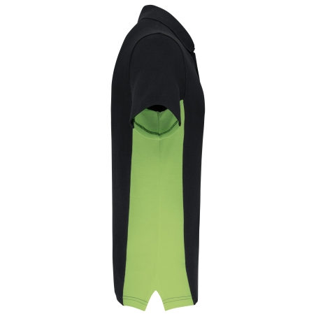 Polo piqué bicolore homme Noir/Lime – Kariban – vue 3