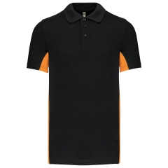 Polo Piqué Bicolore Homme Orange/Noir Kariban